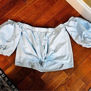 Umgee Blue Off Shoulder Puff Sleeve Top Women’s Large